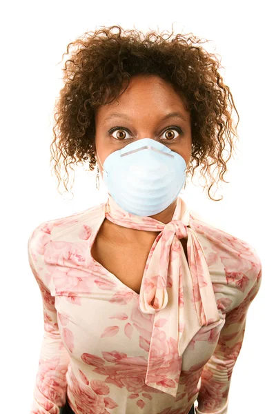 Vrouw dragen griep masker — Stockfoto
