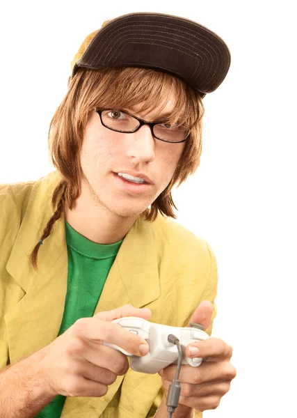 Tiener jongen met spel controller — Stockfoto