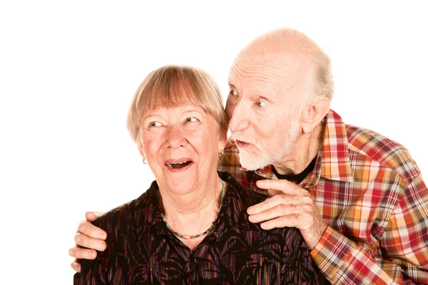 Happy senior couple looking left — Stock Photo, Image