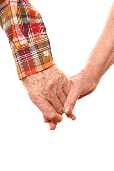 Старшая пара держит за руки — стоковое фото