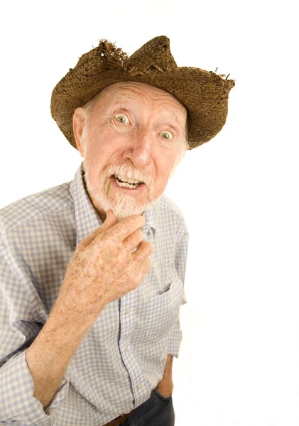 Hombre mayor en sombrero de paja —  Fotos de Stock