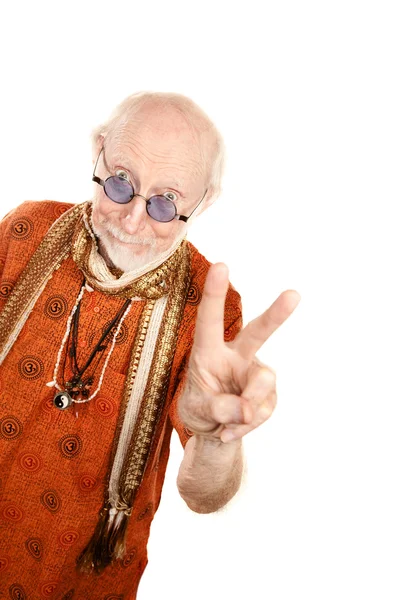 Senior Man Making Peace Sign — Stock Photo, Image