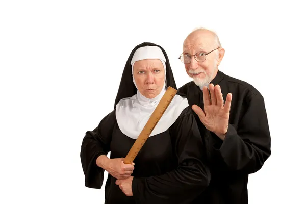 Sacerdote divertido y monja — Foto de Stock