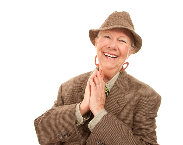 Senior Woman in Man's Clothing — Stock Photo, Image