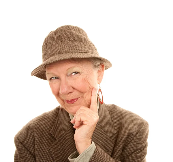 Senior vrouw dragen van mannelijke kleding — Stockfoto