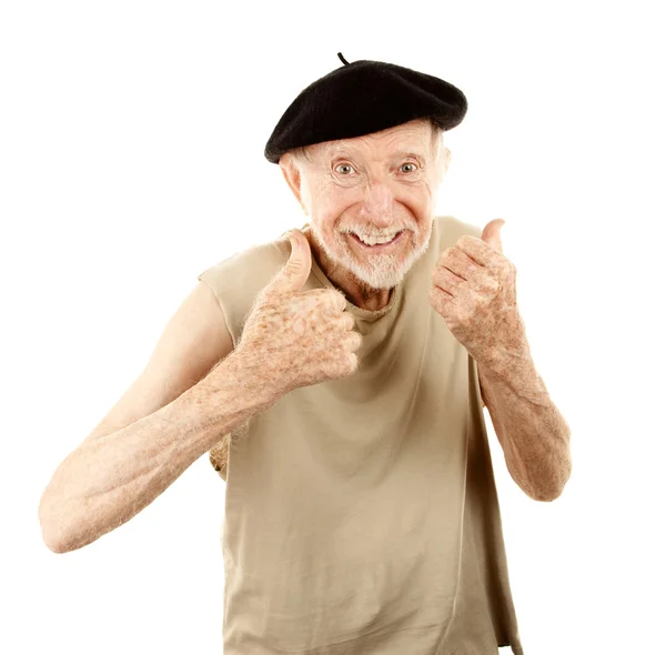 Starší muž v baretu — Stock fotografie