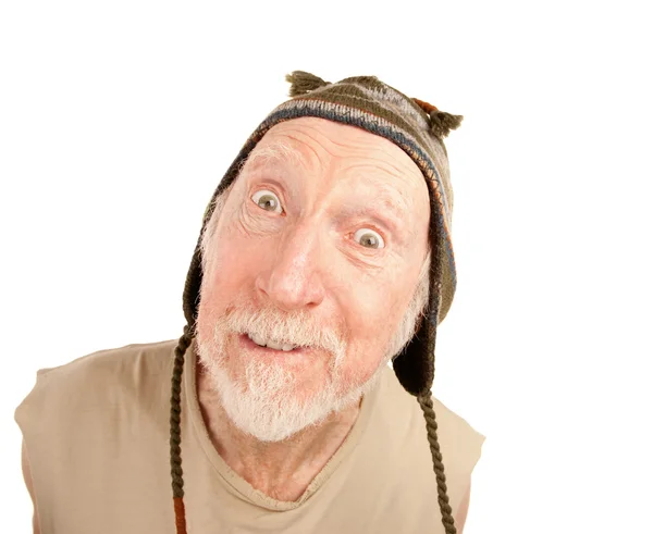 Senior man in knit cap — Stock Photo, Image
