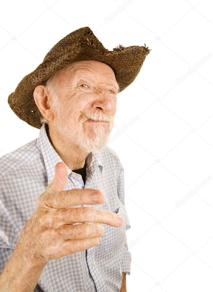 Senior man in straw hat