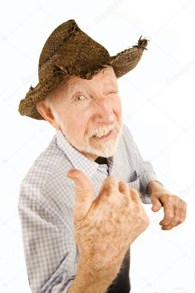 Senior man in straw hat