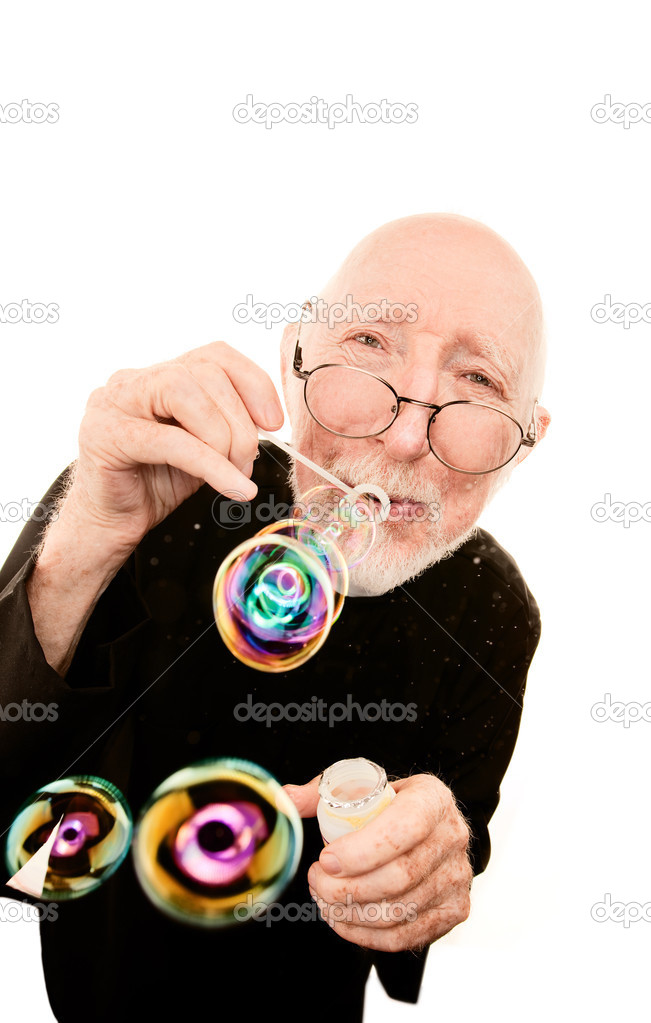 Funny Priest Blowing Bubbles