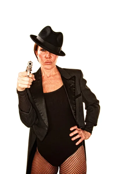 Mulher bonita com pistola — Fotografia de Stock