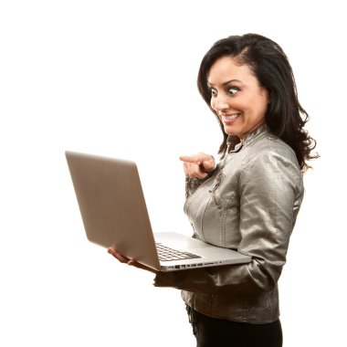 Hispanic Woman with Laptop clipart