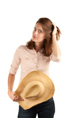 kovboy şapkalı güzel kadın