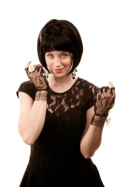 Retro kadın siyah saçlı