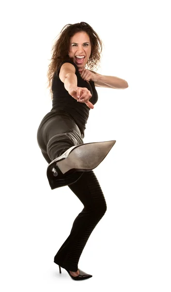 Woman kicking — Stock Photo, Image