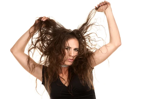 Pretty woman with wild hair — Stock Photo, Image