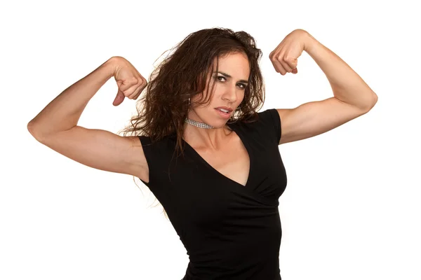 Pretty woman flexing — Stock Photo, Image