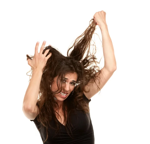 Krásná žena s rozcuchanými vlasy — Stock fotografie