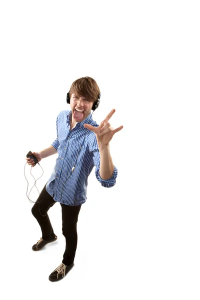 Tall Hipster with Headphones — Stock Photo, Image