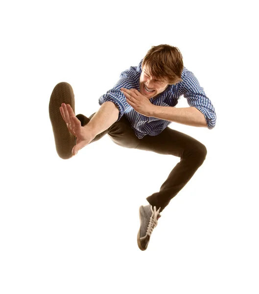 Hipster alto saltando — Fotografia de Stock