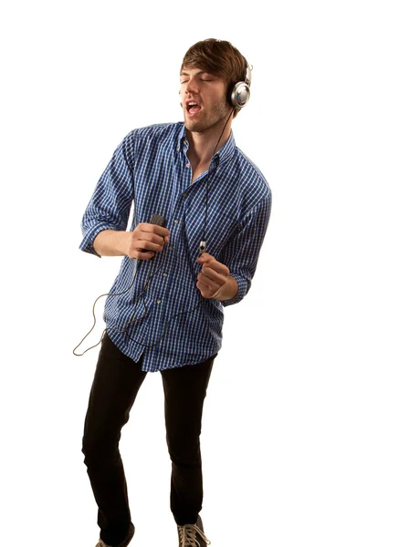 Tall Hipster with Headphones — Stock Photo, Image