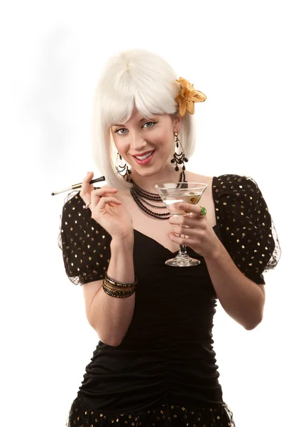 Femme rétro aux cheveux blancs — Photo