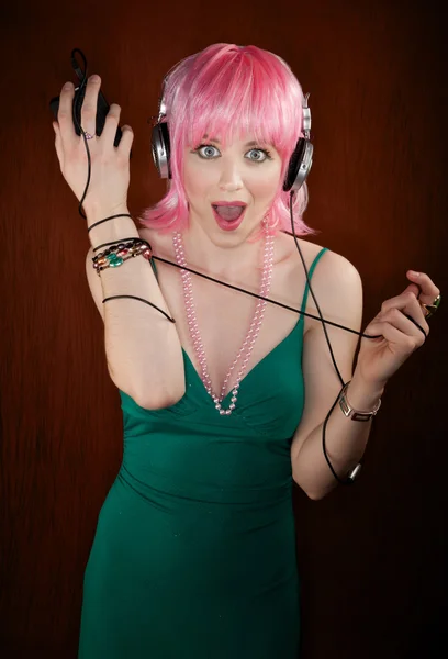 Disco Woman with Pink Hair — Stock Photo, Image