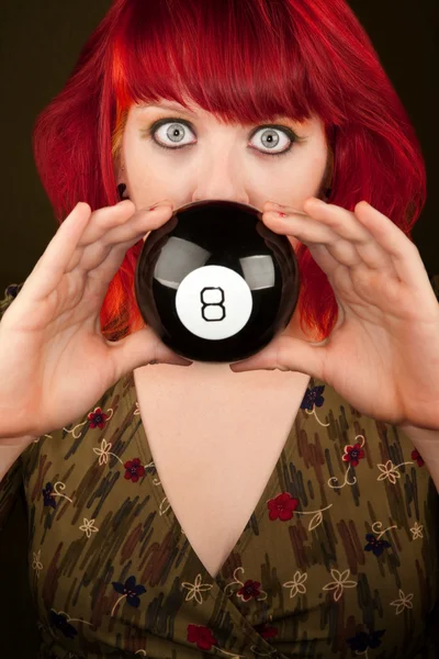 Punky Girl with Red Hair with Prediction Ball — Stock Photo, Image