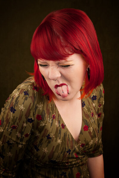 Punky Girl with Red Hair