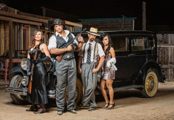 Four Gangsters Posing — Stock Photo, Image