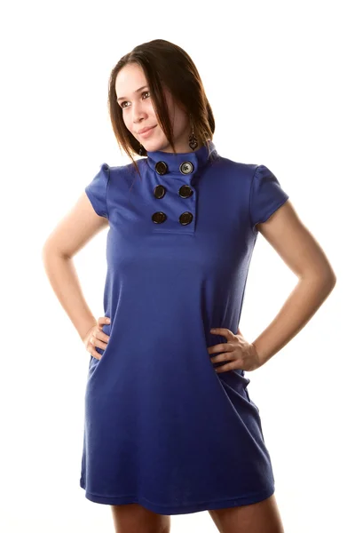 Mujer en vestido azul — Foto de Stock