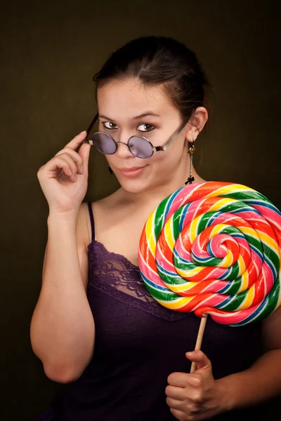 Pretty Girl with Lollipop — Stock Photo, Image