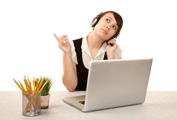 Woman with computer — Stock Photo, Image