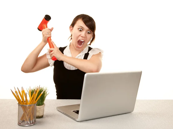 Frau mit Computer — Stockfoto