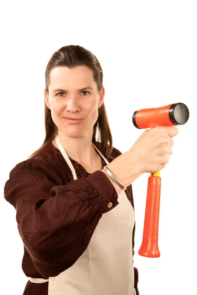 Woman with hammer — Stock Photo, Image