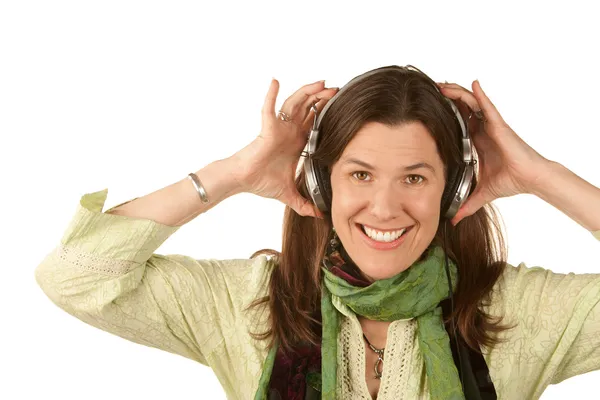 Pretty Woman Wearing Headphones — Stock Photo, Image