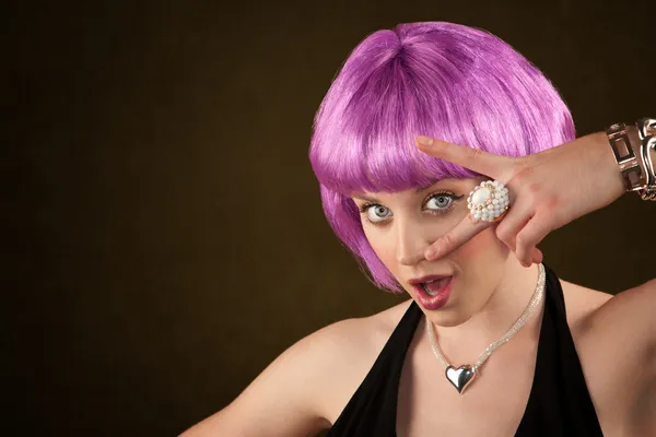 Woman with Purple Hair Stock Image