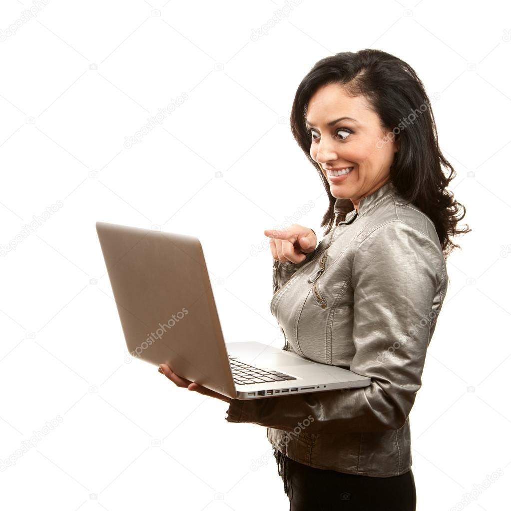 Hispanic Woman with Laptop
