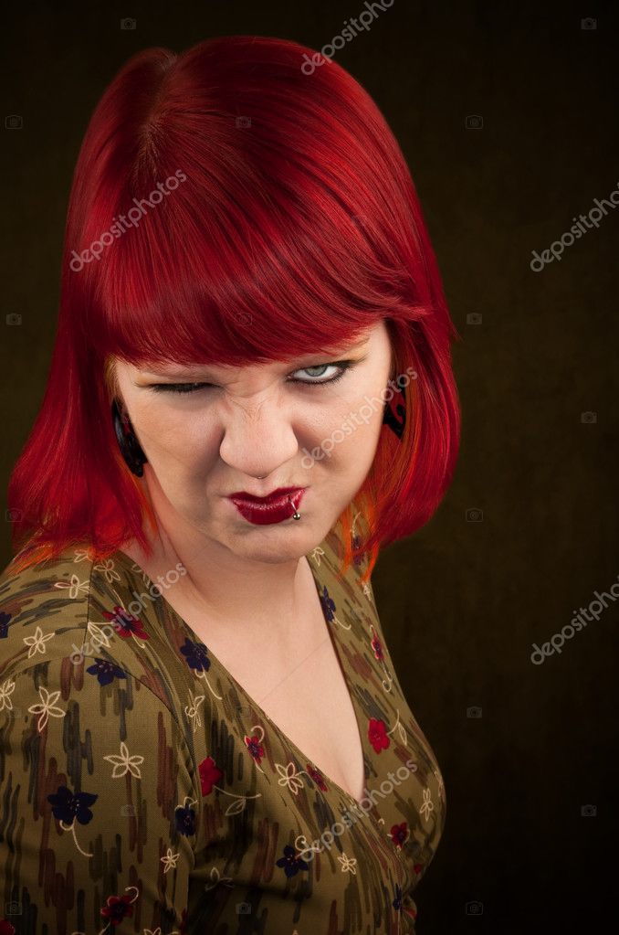 Punky Girl With Red Hair Stock Photo C Creatista 40107575