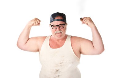 Flexing large man clipart