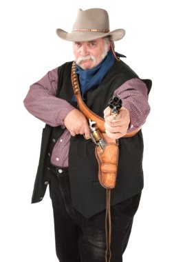 kovboy işaret eden tabanca