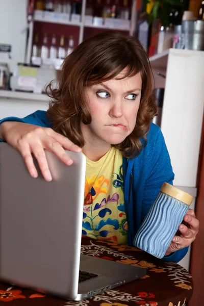 Lady at cafe — Stock Photo, Image