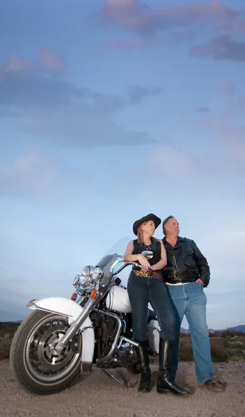 Motorcycle couple — Stock Photo, Image