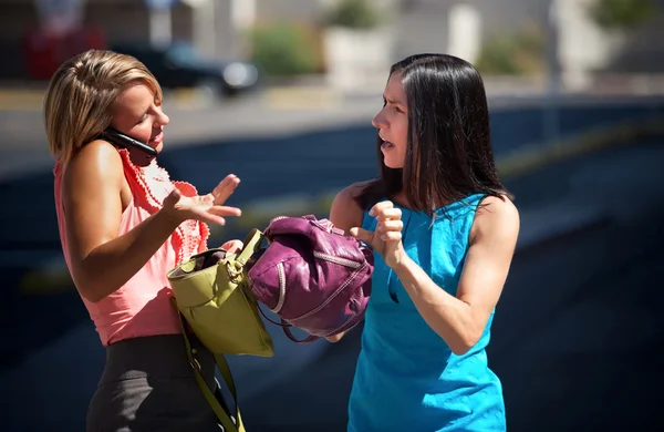 Pretty women having and animated conversation — Stock Photo, Image