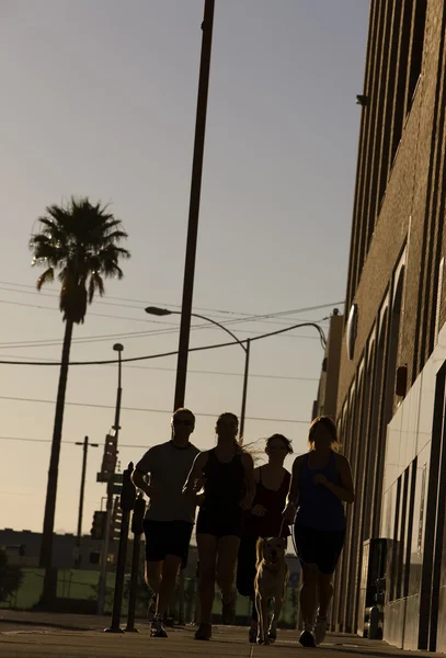 Groep vrienden uit voor een run — Stockfoto