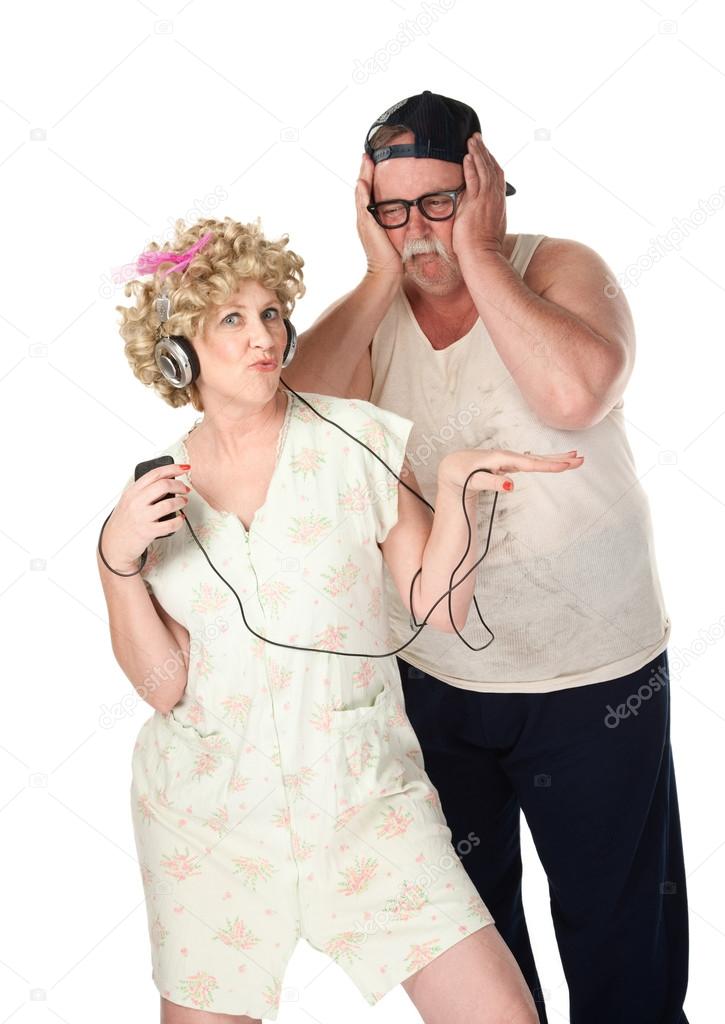 Wife listening to music