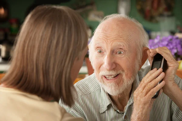 Senior couple with telephone — Stock Photo, Image