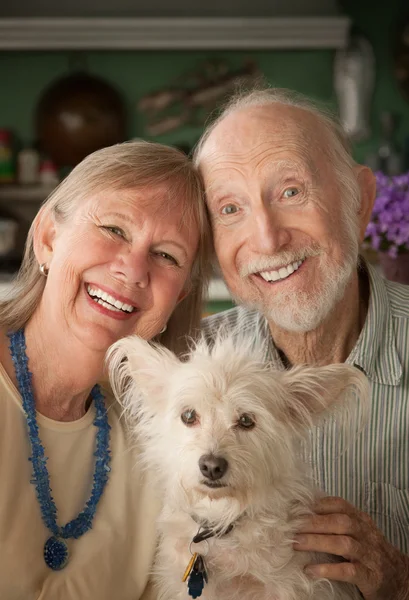 Senior Couple With Dog — Stock Photo, Image