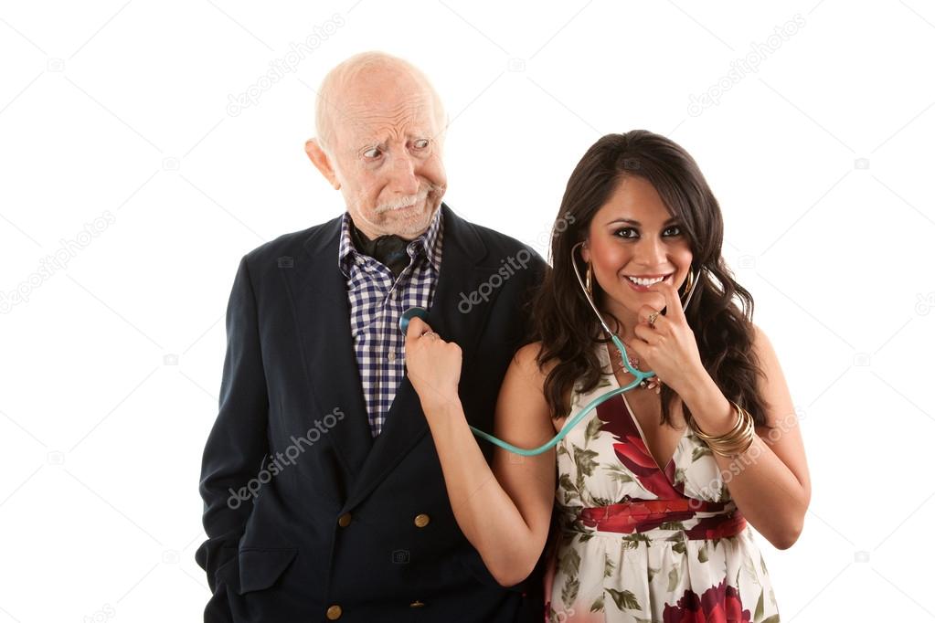 Rich elderly man with wife