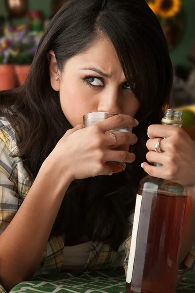 Alcoholic Latina Woman — Stock Photo, Image